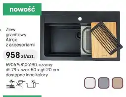 Castorama Zlew granitowy Atrox z akcesoriami czarny dł. 79 x szer. 50 x gł. 20cm oferta