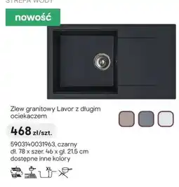 Castorama Zlew granitowy Lavor z długim ociekaczem czarny 78x46x21,5cm oferta