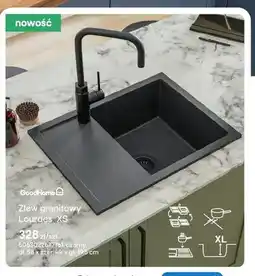 Castorama Zlew granitowy GoodHome Lourdes XS czarny dł. 58 x szer. 44 x gł. 19,5cm oferta