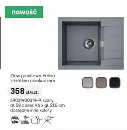Castorama Zlew granitowy Feline z krótkim ociekaczem szary 58x46x21,5cm oferta