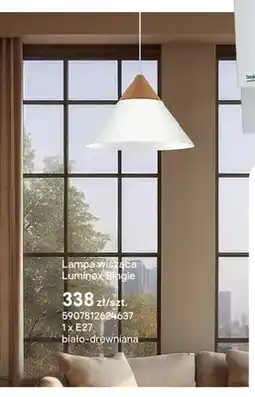 Castorama Lampa wisząca Luminex Single 1xE27 biało-drewniana oferta