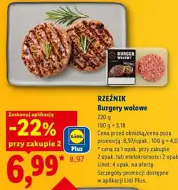 Lidl RZEŹNIK Burgery wołowe oferta