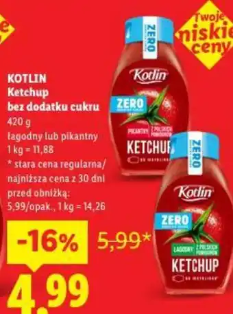Lidl Kotlin Ketchup bez dodatku cukru oferta