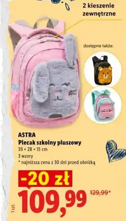 Lidl ASTRA Plecak szkolny pluszowy oferta