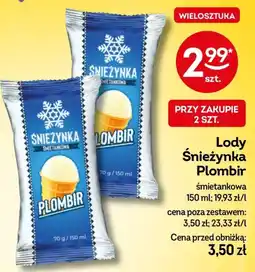 Żabka Lody Śnieżynka Plombir śmietankowa oferta