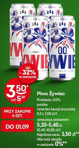 Żabka Piwo Żywiec Premium, 0.0% oferta