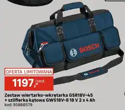 Leroy Merlin Zestaw wiertarko-wkrętarka GSR18V-45 + szlifierka kątowa GWS18V-8 18 V 2 x 4 Ah oferta