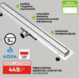 Leroy Merlin Odpływ liniowy AQUASTEEL SLIM 40 700 oferta