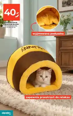 Dealz Legowisko dla zwierząt w kształcie garnka miodu z wyjmowaną poduszką 41x40x30 cm oferta