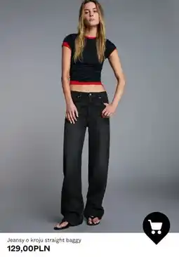 Bershka Jeansy o kroju straight baggy oferta