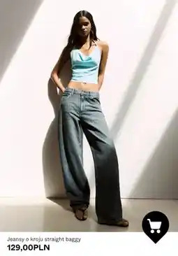 Bershka Jeansy o kroju straight baggy oferta