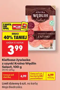 Biedronka Kiełbasa żywiecka z szynki Kraina Wędlin Select oferta