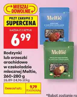 Biedronka Rodzynki lub orzeszki arachidowe w czekoladzie mlecznej Meltie oferta