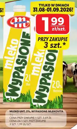 Top Market Mleko UHT, 2%, Wypasione Mlekovita oferta