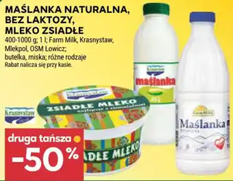 Maślanka Naturalna, bez laktozy, Mleko Zsiadłe