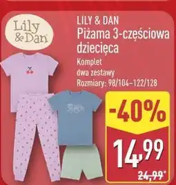 ALDI LILY & DAN Piżama 3-częściowa dziecięca oferta