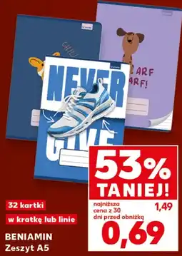 Kaufland BENIAMIN Zeszyt A5 32 kartki w kratkę lub linie oferta