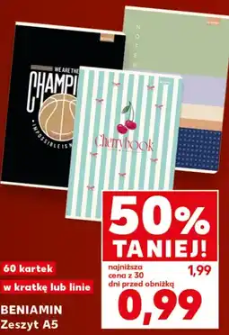 Kaufland BENIAMIN Zeszyt A5 60 kartek w kratkę lub linie oferta