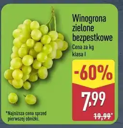 ALDI Winogrona zielone bezpestkowe oferta