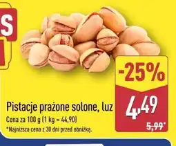 ALDI Pistacje prażone solone, luz oferta