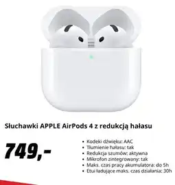 Media Markt Słuchawki Apple AirPods 4 z redukcją hałasu oferta