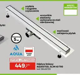 Leroy Merlin Odpływ liniowy Aquasteel Slim 40 700 oferta