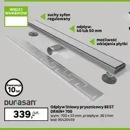 Leroy Merlin Odpływ liniowy prysznicowy Durasan Best Drain+ 700 oferta