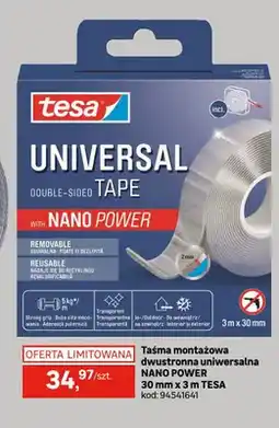Leroy Merlin Taśma montażowa dwustronna uniwersalna Nano Power 30 mm x 3 m Tesa oferta