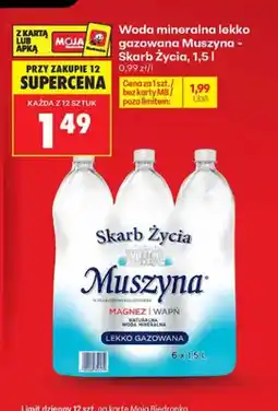 Biedronka Woda mineralna lekko gazowana Muszyna Skarb Życia 6-pak oferta