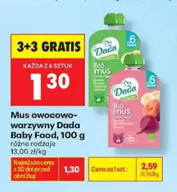 Biedronka Mus owocowo-warzywny Dada Bio mus warzywa owoce oferta