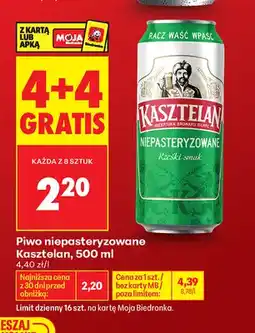 Biedronka Piwo niepasteryzowane Kasztelan oferta