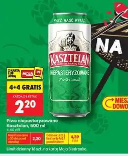 Biedronka Piwo niepasteryzowane Kasztelan oferta