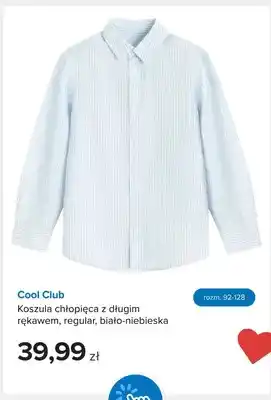 Koszula chłopięca z długim rękawem Cool Club regular biało-niebieska