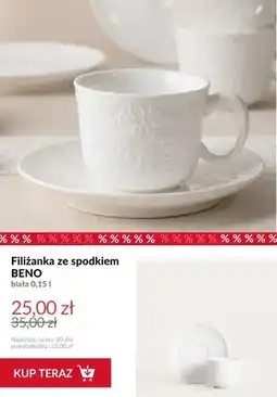 Homla Filiżanka ze spodkiem Beno biała oferta