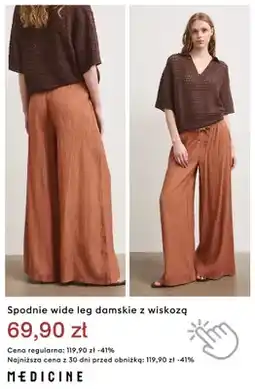 Medicine Spodnie wide leg damskie z wiskozą Medicine oferta