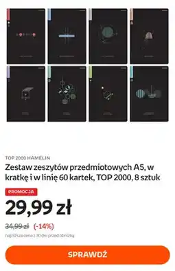 Empik Zestaw zeszytów przedmiotowych A5 w kratkę i w linię 60 kartek TOP 2000 8-pak oferta