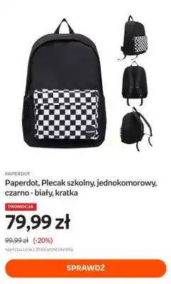 Empik Plecak szkolny jednokomorowy Paperdot czarno-biały kratka oferta