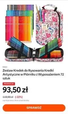 Empik Zestaw kredek do rysowania kredki artystyczne w piórniku z wyposażeniem 72 sztuk Ragi oferta
