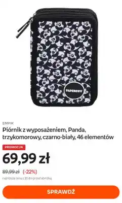 Empik Piórnik z wyposażeniem Panda trzykomorowy czarno-biały 46 elementów Empik oferta