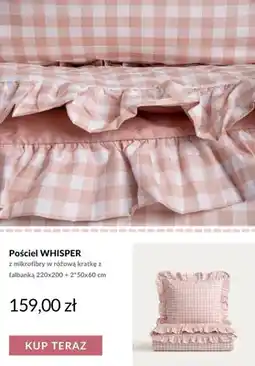 Homla Pościel Whisper z mikrofibry w różową kratkę z falbanką 220x200 + 2*50x60 cm oferta