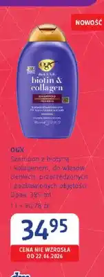dm drogerie markt Szampon z biotyną i kolagenem do włosów cienkich przerzedzonych i pozbawionych objętości OGX oferta