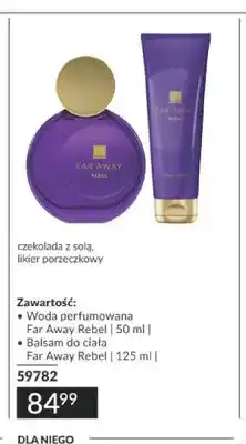 Avon Zestaw woda perfumowana Far Away Rebel + balsam do ciała Far Away oferta