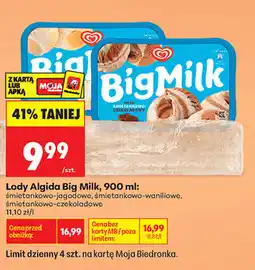 Biedronka Lody Algida Big Milk, różne rodzaje oferta