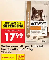 Biedronka Sucha karma dla psa Activ Pet bez dodatku zbóż oferta