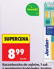 Biedronka Szczoteczka do zębów, 1 szt. + wymienna końcówka Jordan oferta