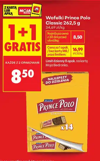 Biedronka Wafelki Prince Polo Classic oferta