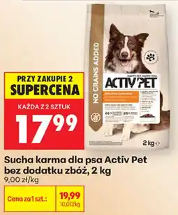 Biedronka Sucha karma dla psa Activ Pet bez dodatku zbóż oferta