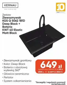 Max Elektro Zlewozmywak KERNAU KGS Q 5062 1B1D Deep Black + Bateria KWT 40 Elastic Matt Black oferta