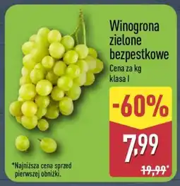 ALDI Winogrona zielone bezpestkowe oferta
