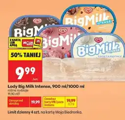 Biedronka Lody Big Milk Intense, 900 ml/1000 ml oferta